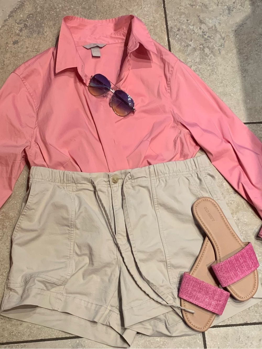 Banana Republic High-Rise Pull on Cream Shorts with tie waist women’s Large - Picture 2 of 7